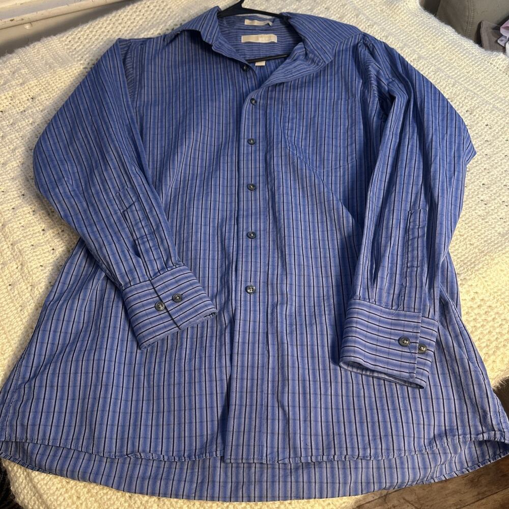 Michael Kors Men’s Medium Button Up Dress Shirt Blue Long Sleeve Professional